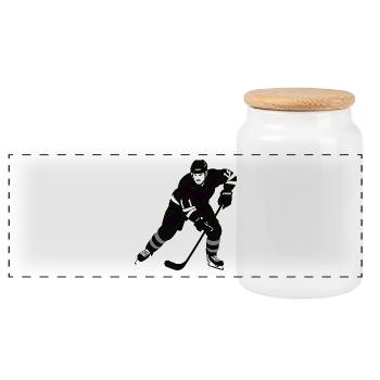 I love Icehockey - Sports Design - Panoramic Cookie Jar with Wooden Lid - white - Front