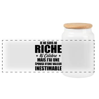 I'm neither rich nor famous humor - Panoramic Cookie Jar with Wooden Lid - white - Front