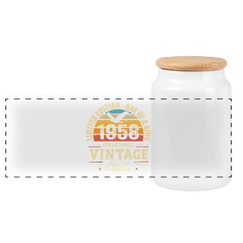 1958 Birthday Gift Vintage 1958 Retro 1958 - Panoramic Cookie Jar with Wooden Lid - white - Front