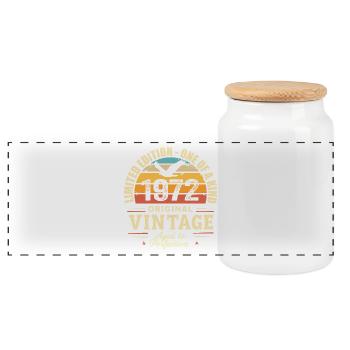 1972 Birthday Gift Vintage 1972 Retro 1972 - Panoramic Cookie Jar with Wooden Lid - white - Front