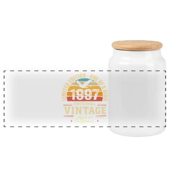 Birthday Gift 1997 Vintage 1997 Retro 1997 - Panoramic Cookie Jar with Wooden Lid - white - Front