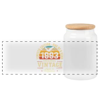Geburtstagsgeschenk 1993 Jahrgang 1993 Retro 1993 - Panorama Keksdose mit Holzdeckel - Weiß - Vorne
