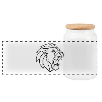 Lion - Boîte à biscuits avec couvercle en bois - blanc - Devant