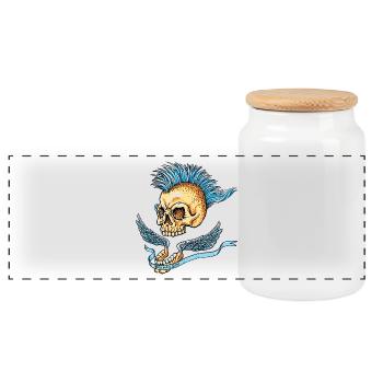 Punk_Skull - Panoramic Cookie Jar with Wooden Lid - white - Front