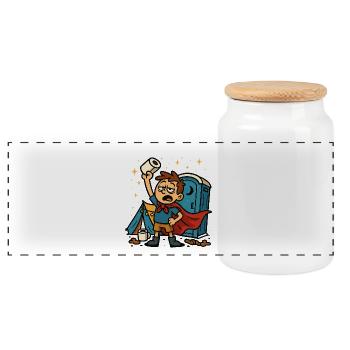 Papier toilette Festival Toilet Hero WC Lutte quotidienne - Boîte à biscuits avec couvercle en bois - blanc - Devant