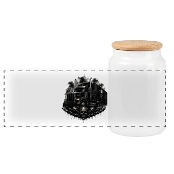 Trucker love - Panoramic Cookie Jar with Wooden Lid - white - Front