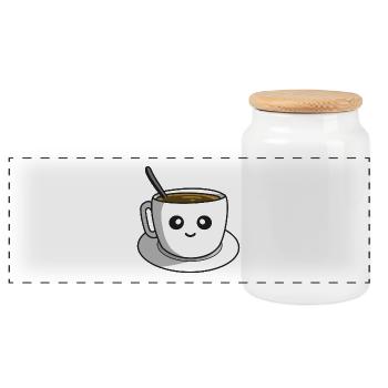 Coffee break - Panoramic Cookie Jar with Wooden Lid - white - Front