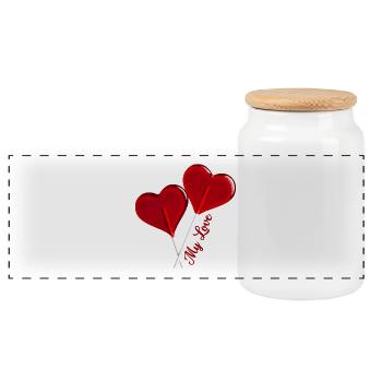 My Love Declaration - Panoramic Cookie Jar with Wooden Lid - white - Front
