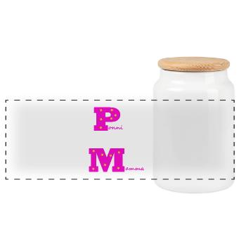 Pony mom pink with stars - Panoramic Cookie Jar with Wooden Lid - white - Front