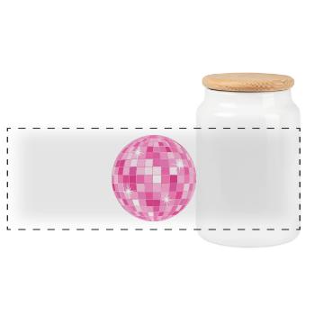 Boule Disco Rose Éclatante - Boîte à biscuits avec couvercle en bois - blanc - Devant