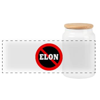 Anti Elon - Boîte à biscuits avec couvercle en bois - blanc - Devant