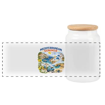 Mittelmeer-Sommerroller Côte Bleue - Panorama Keksdose mit Holzdeckel - Weiß - Vorne