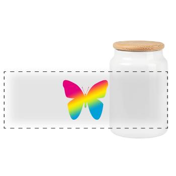 Buntes Schmetterling LGBT Logo - Panorama Keksdose mit Holzdeckel - Weiß - Vorne