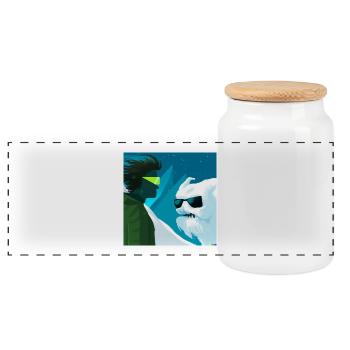 Yeti Encounters - Panoramic Cookie Jar with Wooden Lid - white - Front