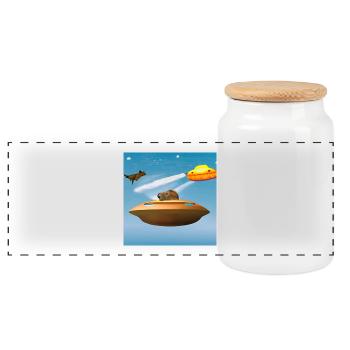 Casquettes d’OVNI - Boîte à biscuits avec couvercle en bois - blanc - Devant
