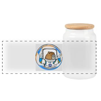 Casquettes astro - Boîte à biscuits avec couvercle en bois - blanc - Devant