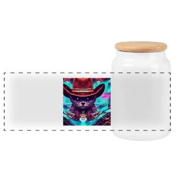 SpaceCat - Panorama Keksdose mit Holzdeckel - Weiß - Vorne