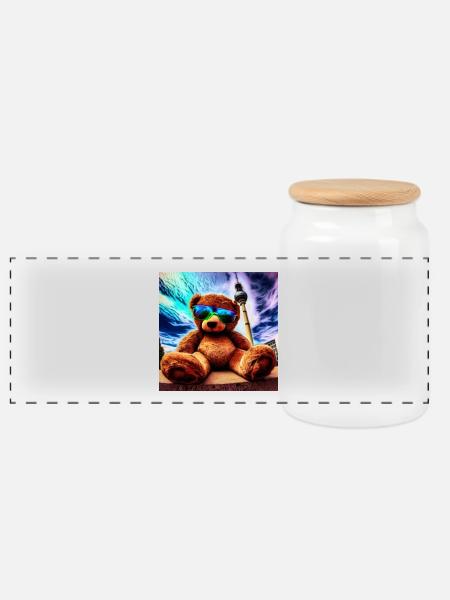 Teddy in Berlin II - Panorama Keksdose mit Holzdeckel - Weiß
