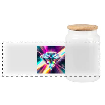 Diamant - Panorama Keksdose mit Holzdeckel - Weiß - Vorne