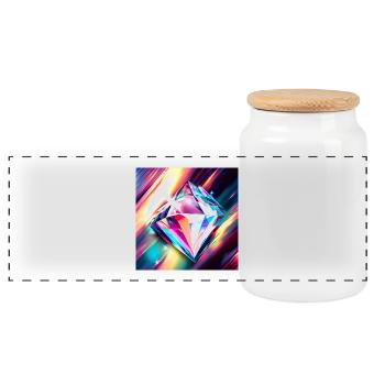 Diamant - Panorama Keksdose mit Holzdeckel - Weiß - Vorne