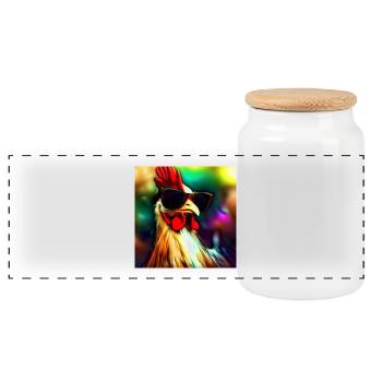 Fancy Chicken III - Panorama Keksdose mit Holzdeckel - Weiß - Vorne