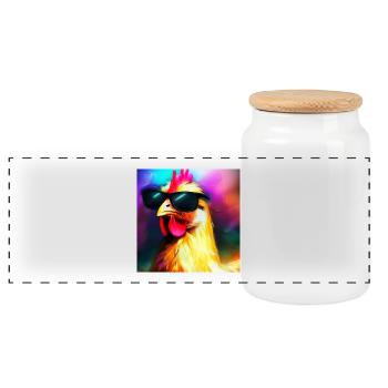 Fancy Chicken IV - Panorama Keksdose mit Holzdeckel - Weiß - Vorne