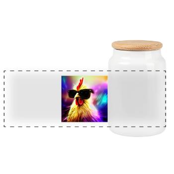 Fancy Chicken II - Panorama Keksdose mit Holzdeckel - Weiß - Vorne