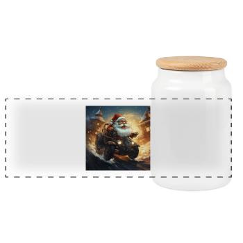 Santa Nickolaus Christmas Time Is Coming In Town - Panoramic Cookie Jar with Wooden Lid - white - Front