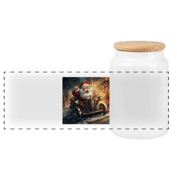Le temps de Noël du Père Noël arrive en ville - Boîte à biscuits avec couvercle en bois - blanc - Devant