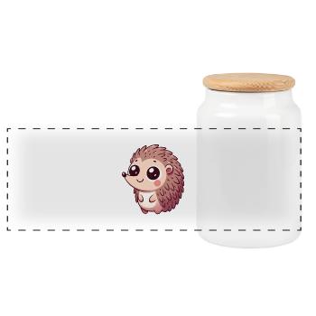 Loving Hedgehog Motif for Kids Clothes - Panoramic Cookie Jar with Wooden Lid - white - Front