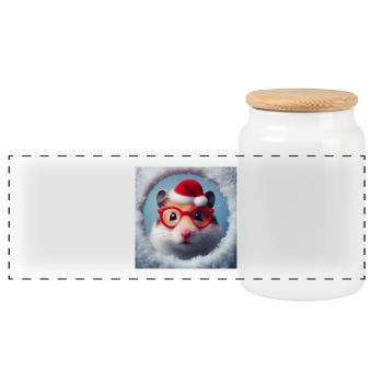 Hamster als Weihnachtsmann - Panorama Keksdose mit Holzdeckel - Weiß - Vorne