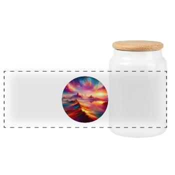 Colorful landscape with mountains and sky - Panoramic Cookie Jar with Wooden Lid - white - Front