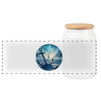 Paysage de glace d’ancre et de navire - Boîte à biscuits avec couvercle en bois - blanc - Devant