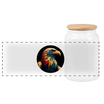 Eagle with colorful feathers - Panoramic Cookie Jar with Wooden Lid - white - Front