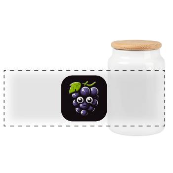 Sad grapes in comic style - Panoramic Cookie Jar with Wooden Lid - white - Front