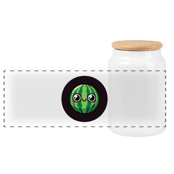 Pastèque sucrée avec des yeux - Boîte à biscuits avec couvercle en bois - blanc - Devant