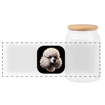 Tête de caniche dans le style d’animation - Boîte à biscuits avec couvercle en bois - blanc - Devant