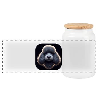 Caniche dans le style d’animation - Boîte à biscuits avec couvercle en bois - blanc - Devant