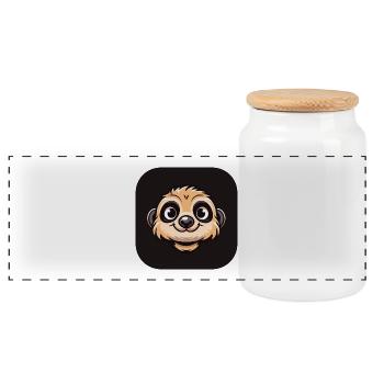 Comic Meerkat Head - Panoramic Cookie Jar with Wooden Lid - white - Front