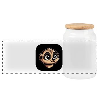 Meerkat head in comic book style - Panoramic Cookie Jar with Wooden Lid - white - Front