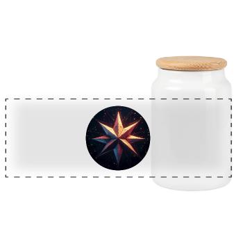 Galaxie d’étoiles colorées - Boîte à biscuits avec couvercle en bois - blanc - Devant