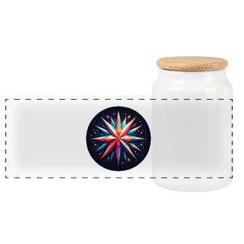 Étoile polygonale colorée - Boîte à biscuits avec couvercle en bois - blanc - Devant