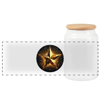 Étoile, scintillement, or, galaxie - Boîte à biscuits avec couvercle en bois - blanc - Devant