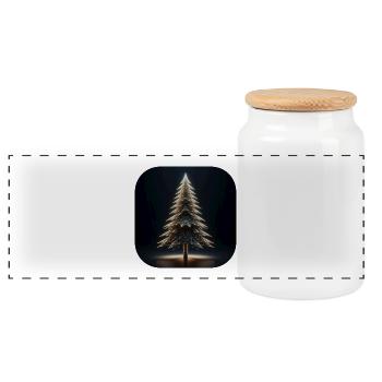 Weihnachtsbaum Polygone Licht Tannenbaum - Panorama Keksdose mit Holzdeckel - Weiß - Vorne