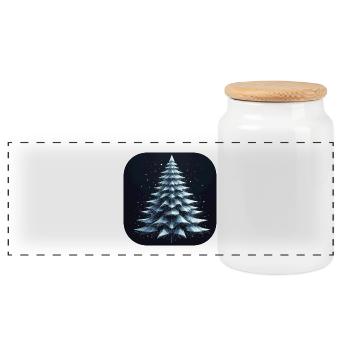Arbre de Noël Sapin Polygones Vert - Boîte à biscuits avec couvercle en bois - blanc - Devant