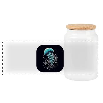 Méduses, L’Eau, Bleu, Mer - Boîte à biscuits avec couvercle en bois - blanc - Devant