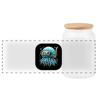 Krake mit Taucherbrille Comic - Panorama Keksdose mit Holzdeckel - Weiß - Vorne