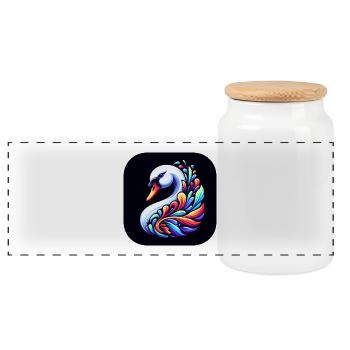 Cygne Animal Oiseau Coloré Bande Dessinée - Boîte à biscuits avec couvercle en bois - blanc - Devant
