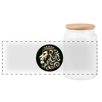 Lion Tête de Tigre Couronne de Roi - Boîte à biscuits avec couvercle en bois - blanc - Devant