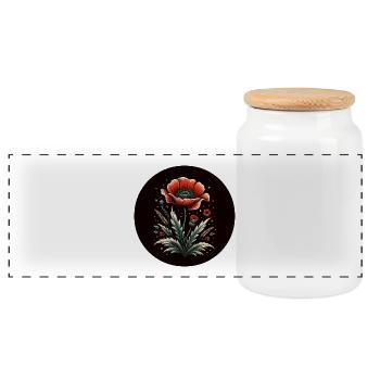Mohnblume Blume Rot Natur - Panorama Keksdose mit Holzdeckel - Weiß - Vorne